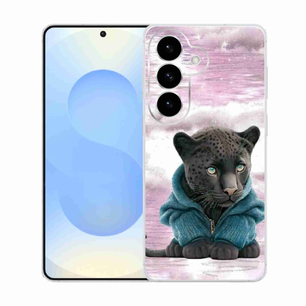 Gelový kryt mmCase na Samsung Galaxy S26  - černý panter ve svetru