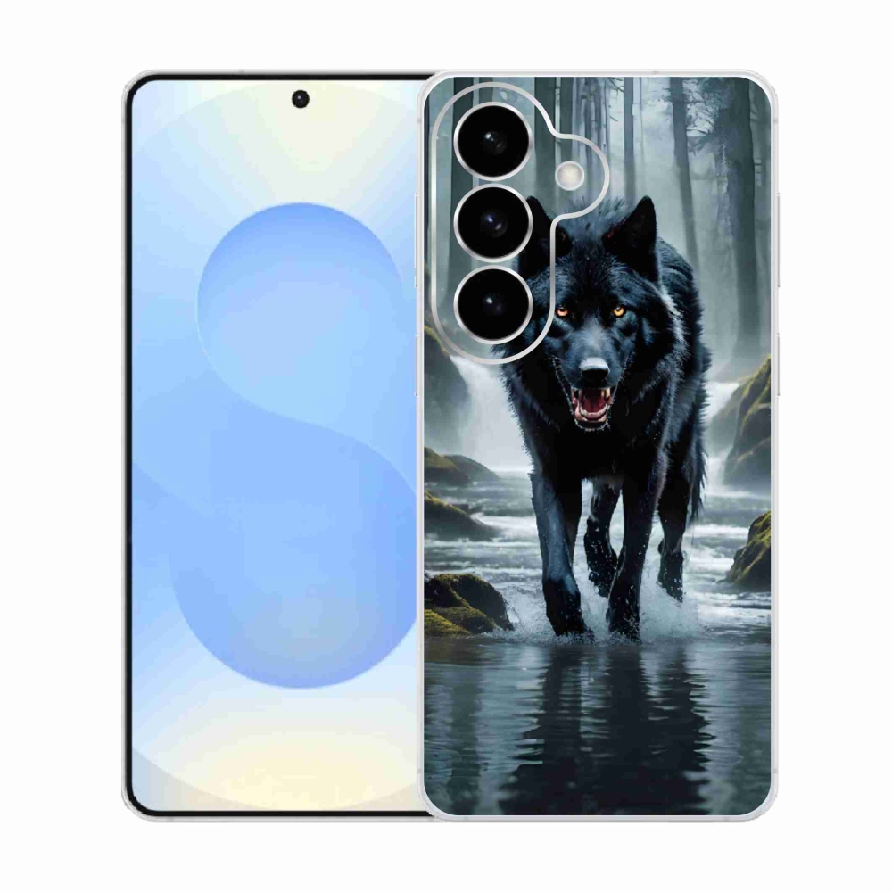Gelový kryt mmCase na Samsung Galaxy S26  - černý vlk