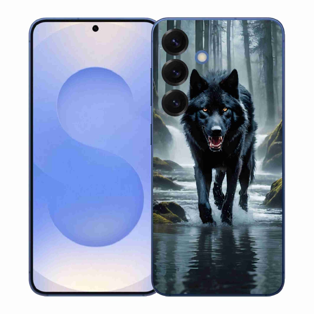 Gelový kryt mmCase na Samsung Galaxy S26+ - černý vlk