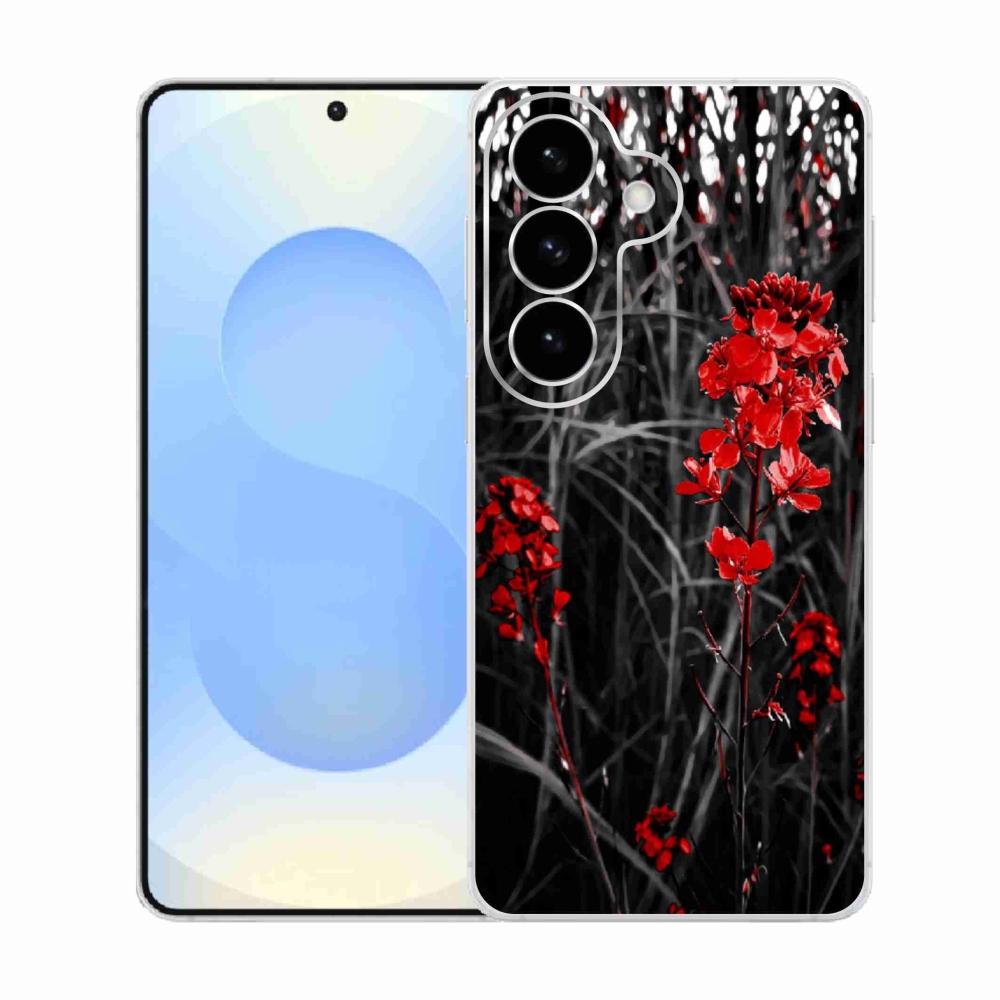 Gelový kryt mmCase na Samsung Galaxy S26  - červená rostlina
