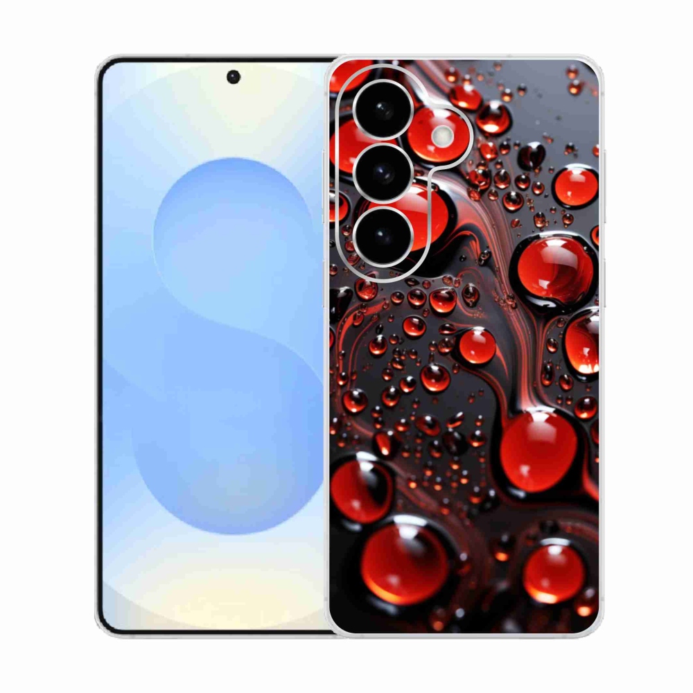 Gelový kryt mmCase na Samsung Galaxy S26  - červené kapky 2