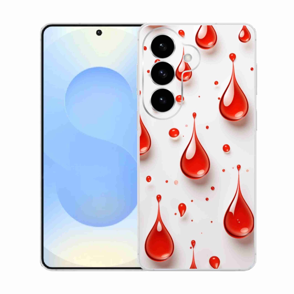 Gelový kryt mmCase na Samsung Galaxy S26  - červené kapky