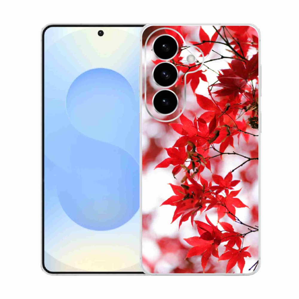 Gelový kryt mmCase na Samsung Galaxy S26  - červené listy