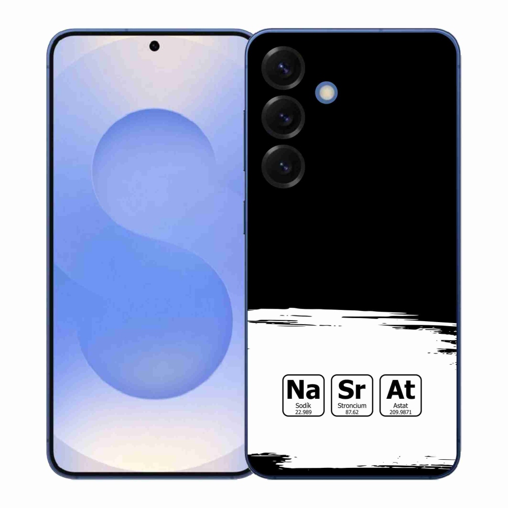 Gelový kryt mmCase na Samsung Galaxy S26+ - chemické prvky bíločerné pozadí