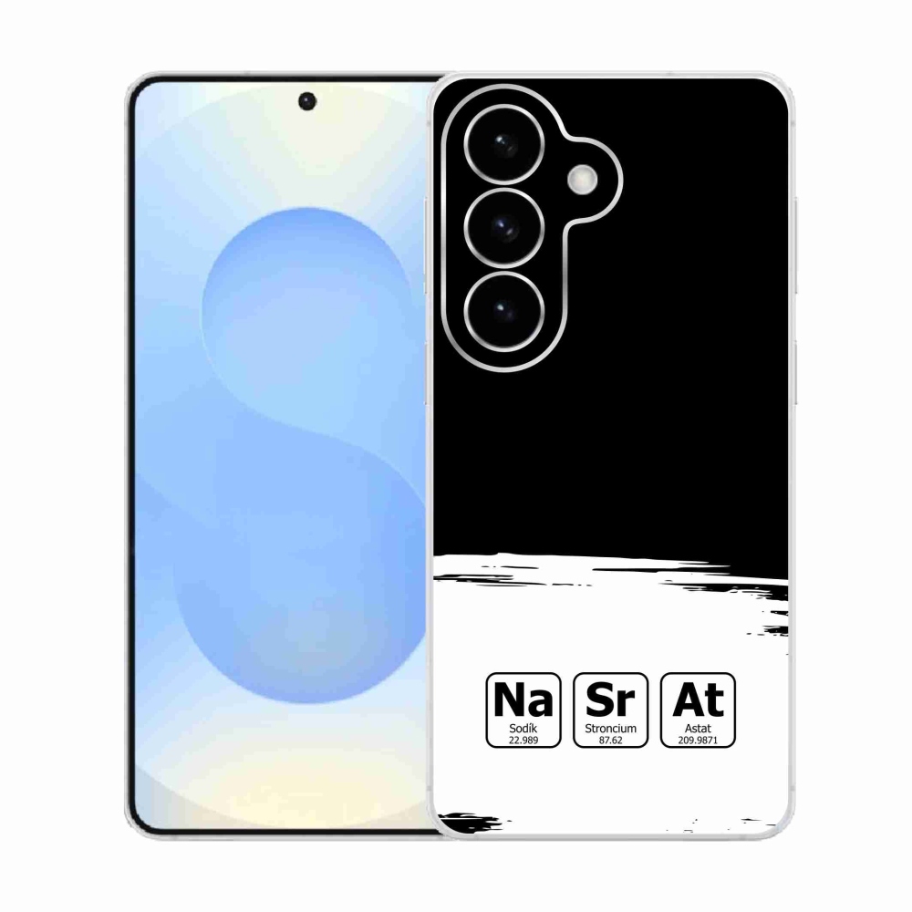 Gelový kryt mmCase na Samsung Galaxy S26  - chemické prvky bíločerné pozadí