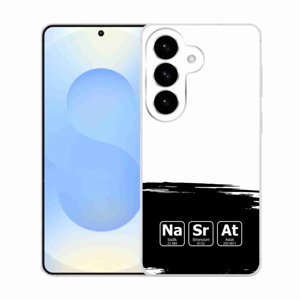 Gelový kryt mmCase na Samsung Galaxy S26  - chemické prvky černobílé pozadí