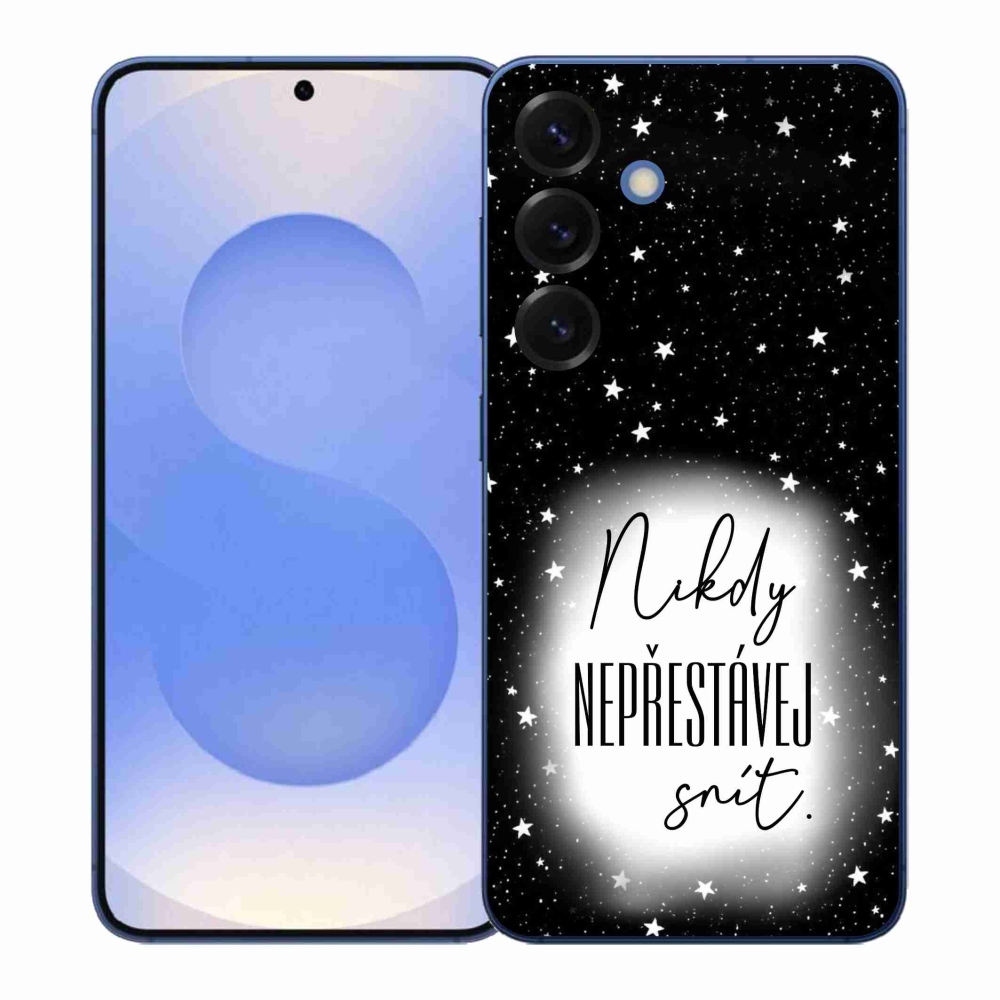 Gelový kryt mmCase na Samsung Galaxy S26+ - citát 1 bíločerné pozadí