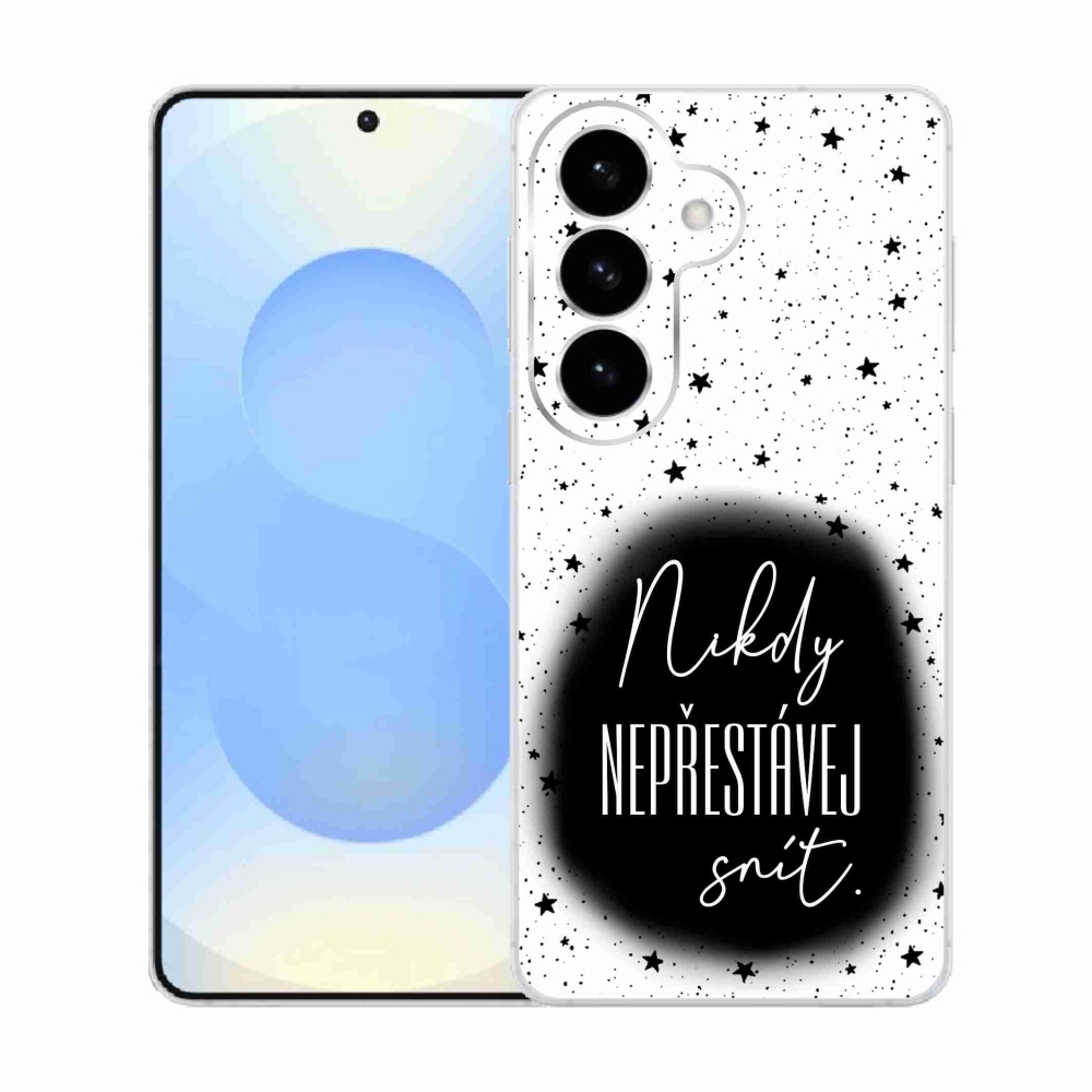 Gelový kryt mmCase na Samsung Galaxy S26  - citát 1 černobílé pozadí