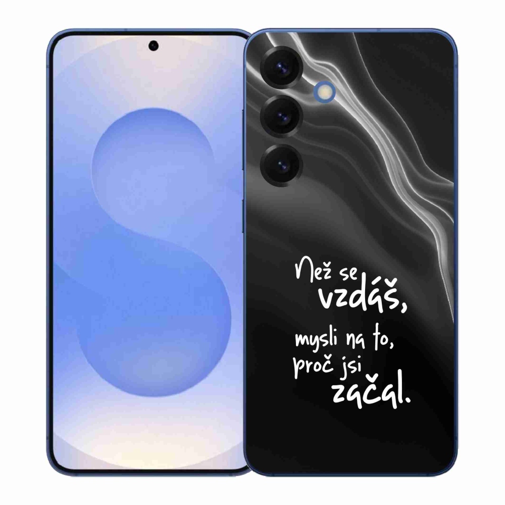 Gelový kryt mmCase na Samsung Galaxy S26+ - citát 2 černé pozadí