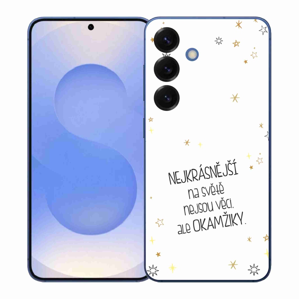 Gelový kryt mmCase na Samsung Galaxy S26+ - citát 4 bílé pozadí