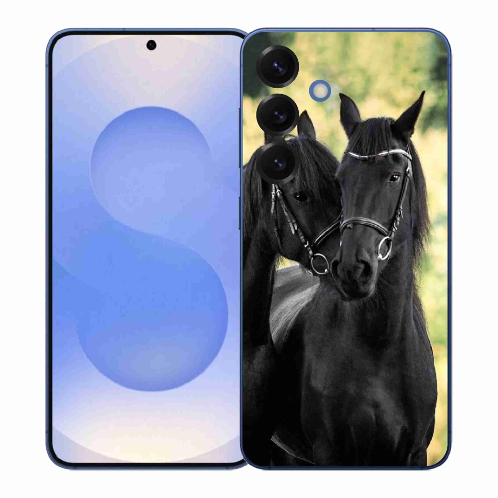 Gelový kryt mmCase na Samsung Galaxy S26+ - dva černí koně