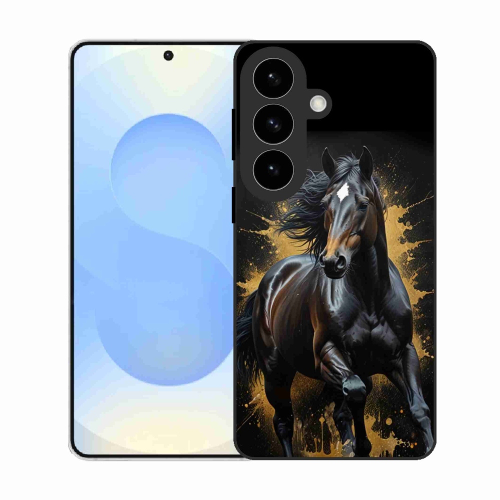 Gelový kryt mmCase na Samsung Galaxy S26 - elegantní černý hřebec