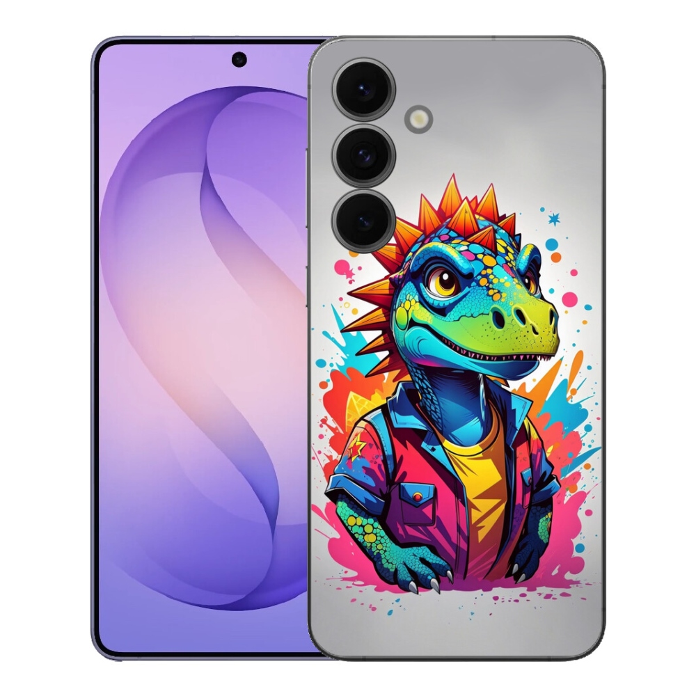 Gelový kryt mmCase na Samsung Galaxy S26 FE - barevný dinosaurus