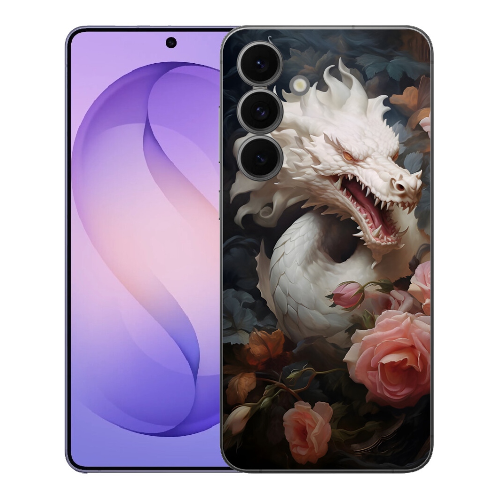 Gelový kryt mmCase na Samsung Galaxy S26 FE - bílý drak
