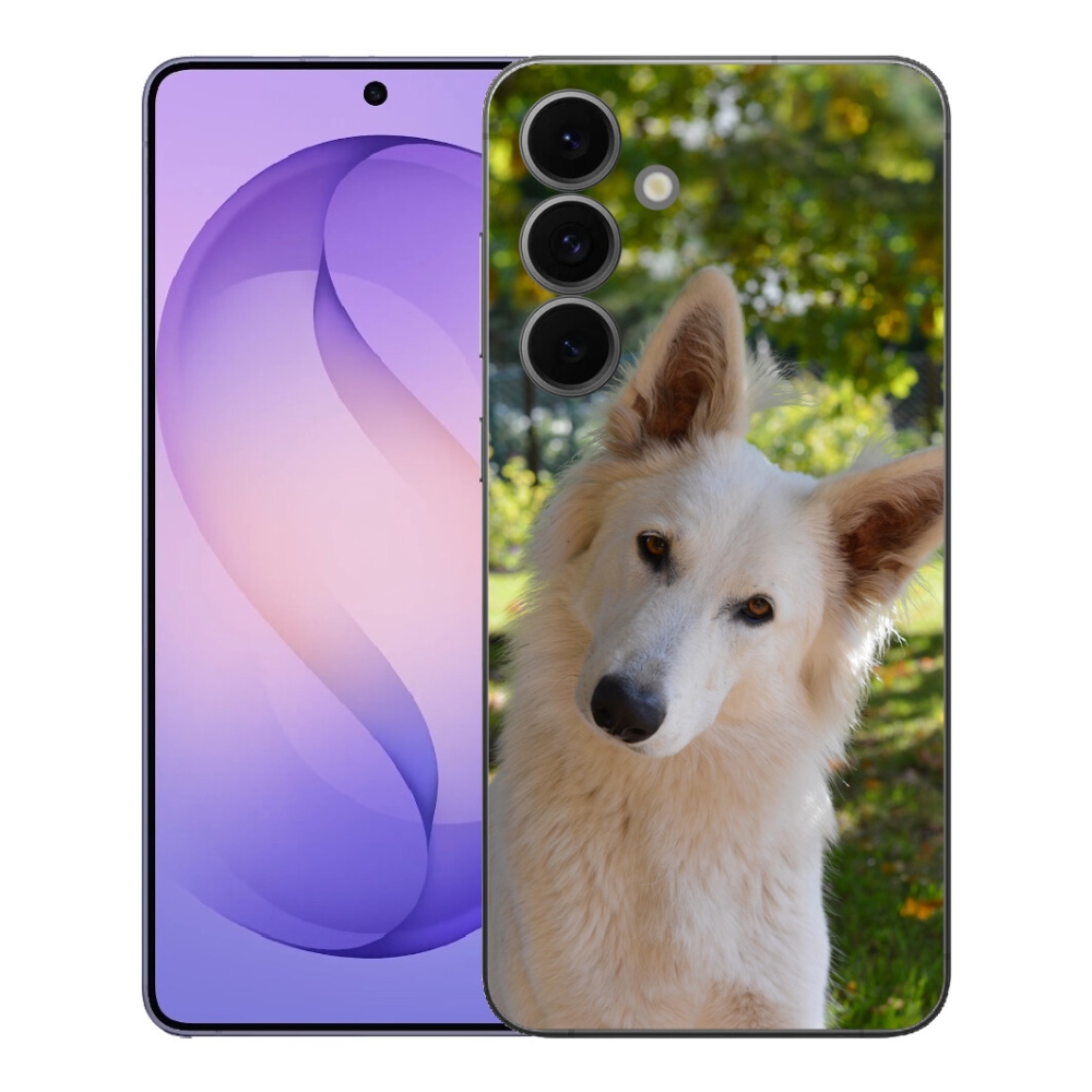 Gelový kryt mmCase na Samsung Galaxy S26 FE - bílý švýcarský ovčák 1