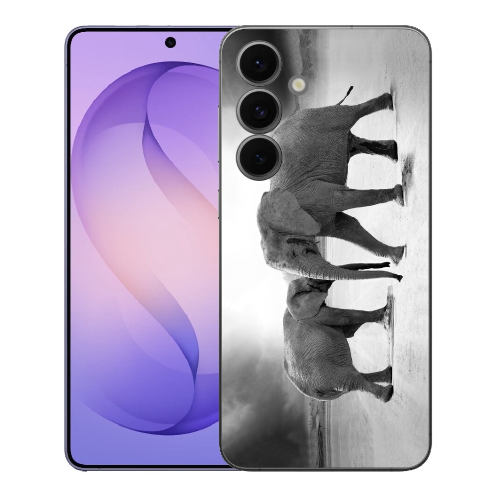 Gelový kryt mmCase na Samsung Galaxy S26 FE - černobílí sloni