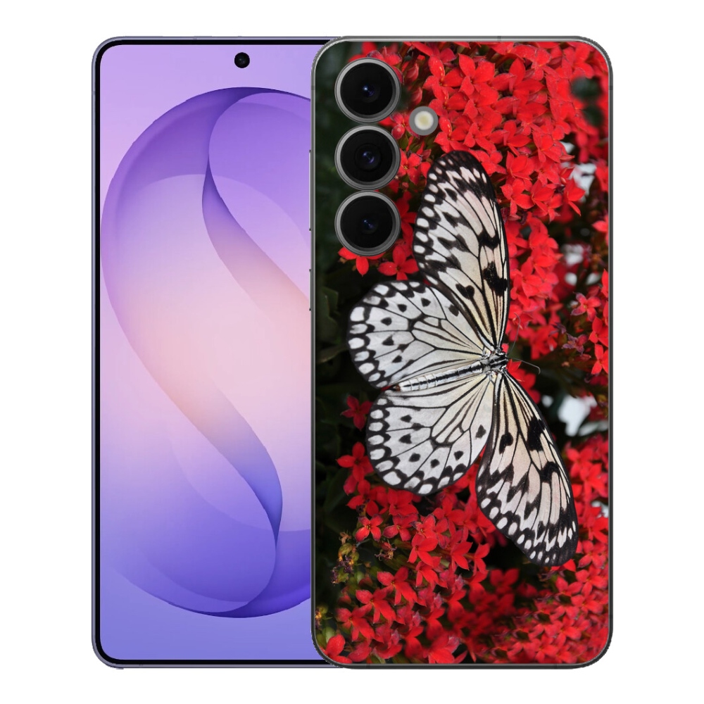 Gelový kryt mmCase na Samsung Galaxy S26 FE - černobílý motýl 1