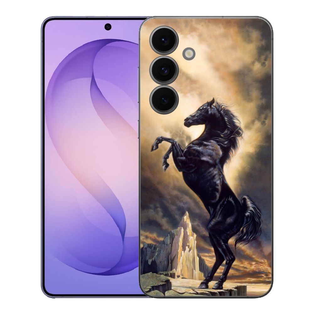 Gelový kryt mmCase na Samsung Galaxy S26 FE - černý kreslený kůň