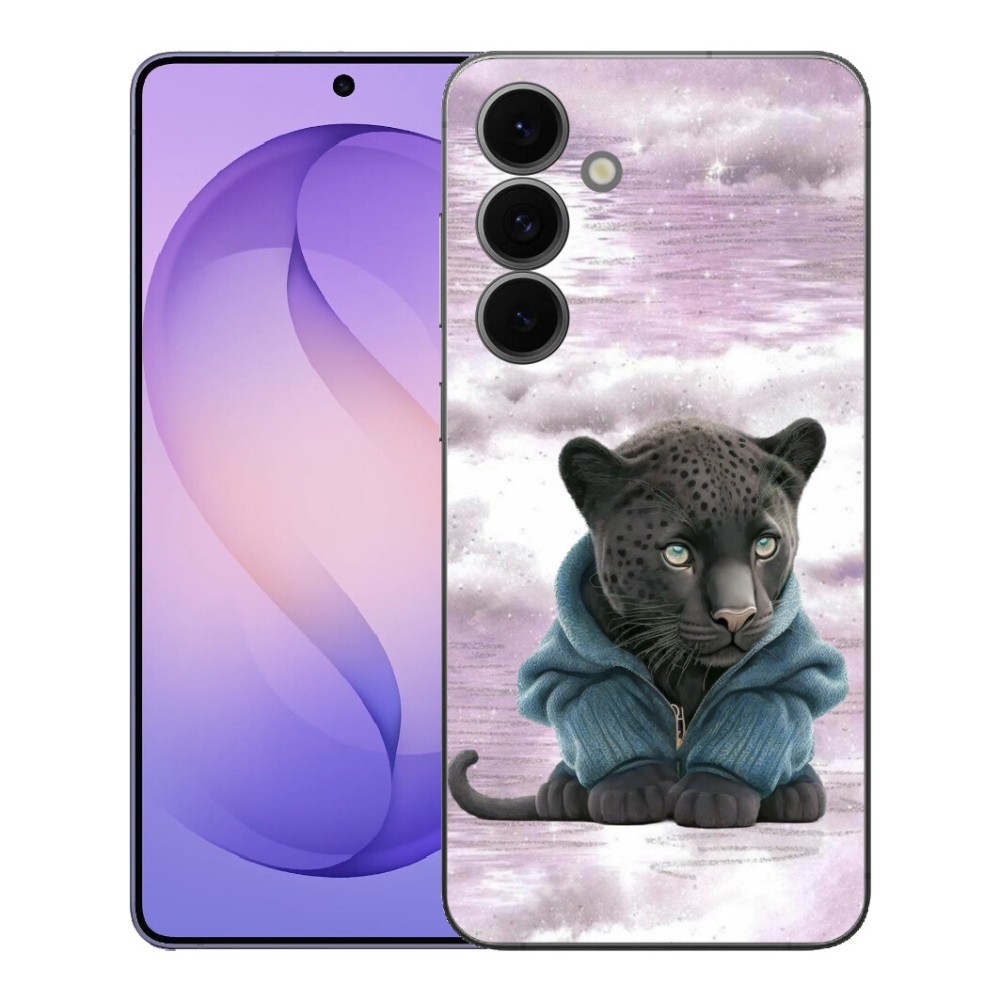 Gelový kryt mmCase na Samsung Galaxy S26 FE - černý panter ve svetru