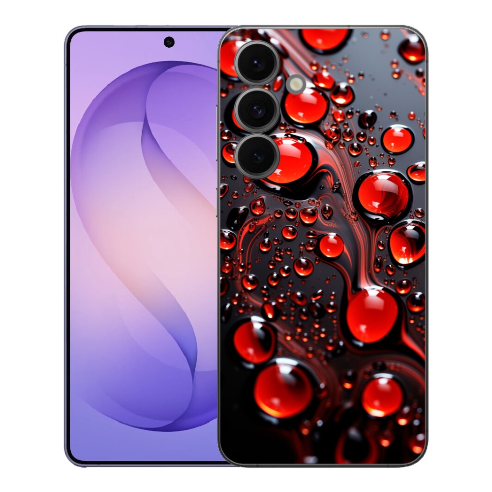 Gelový kryt mmCase na Samsung Galaxy S26 FE - červené kapky 2