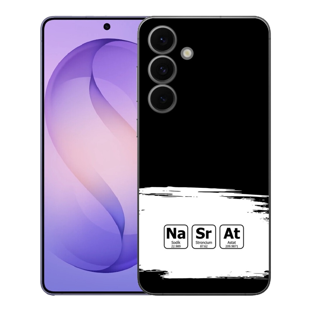 Gelový kryt mmCase na Samsung Galaxy S26 FE - chemické prvky bíločerné pozadí