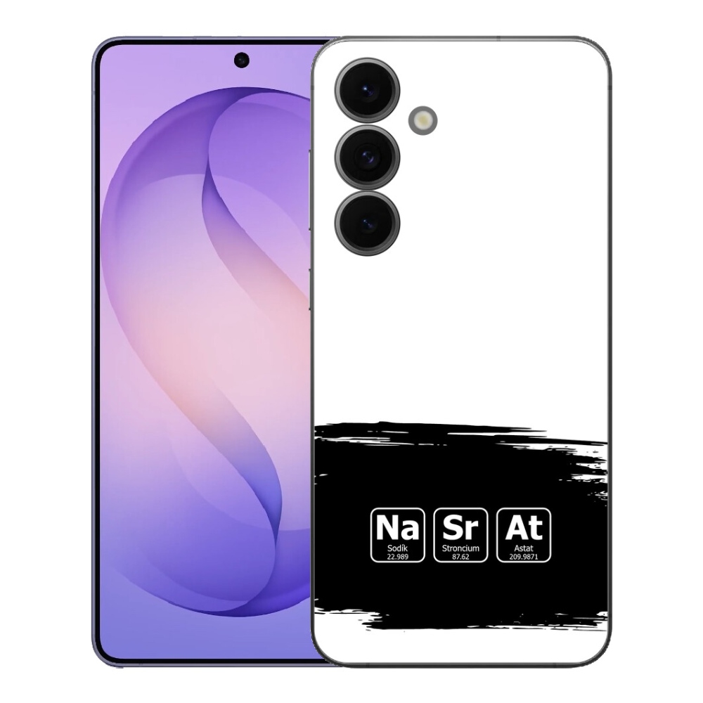 Gelový kryt mmCase na Samsung Galaxy S26 FE - chemické prvky černobílé pozadí