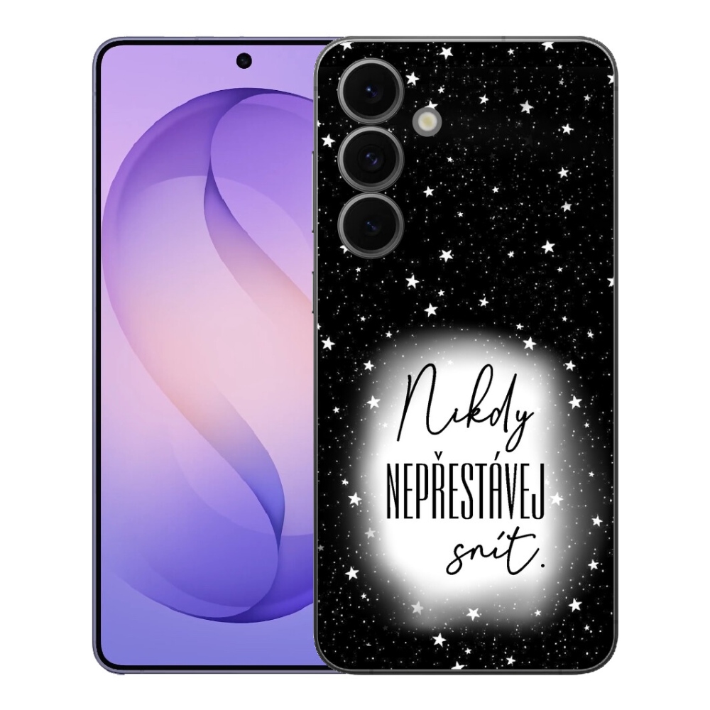Gelový kryt mmCase na Samsung Galaxy S26 FE - citát 1 bíločerné pozadí