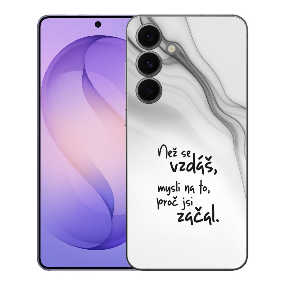 Gelový kryt mmCase na Samsung Galaxy S26 FE - citát 2 bílé pozadí