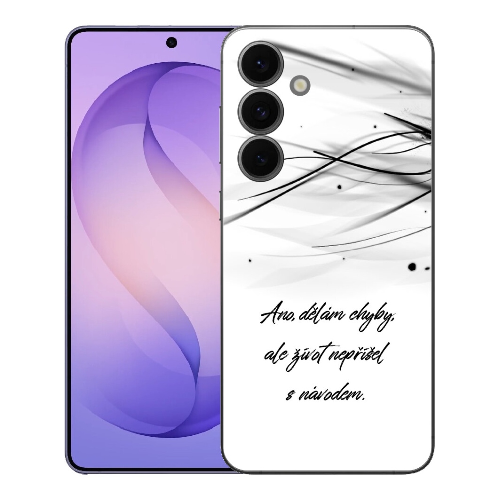 Gelový kryt mmCase na Samsung Galaxy S26 FE - citát bílé pozadí