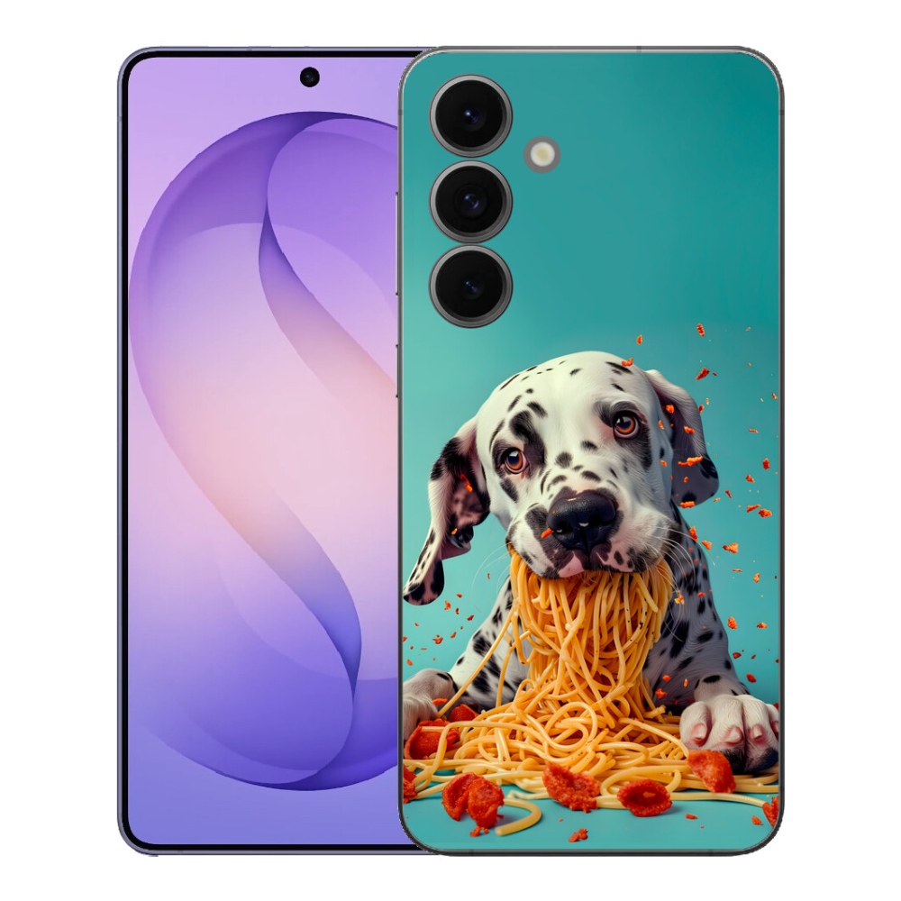 Gelový kryt mmCase na Samsung Galaxy S26 FE - dalmatin a špagety
