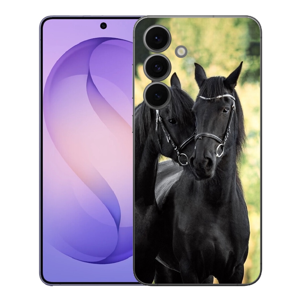 Gelový kryt mmCase na Samsung Galaxy S26 FE - dva černí koně