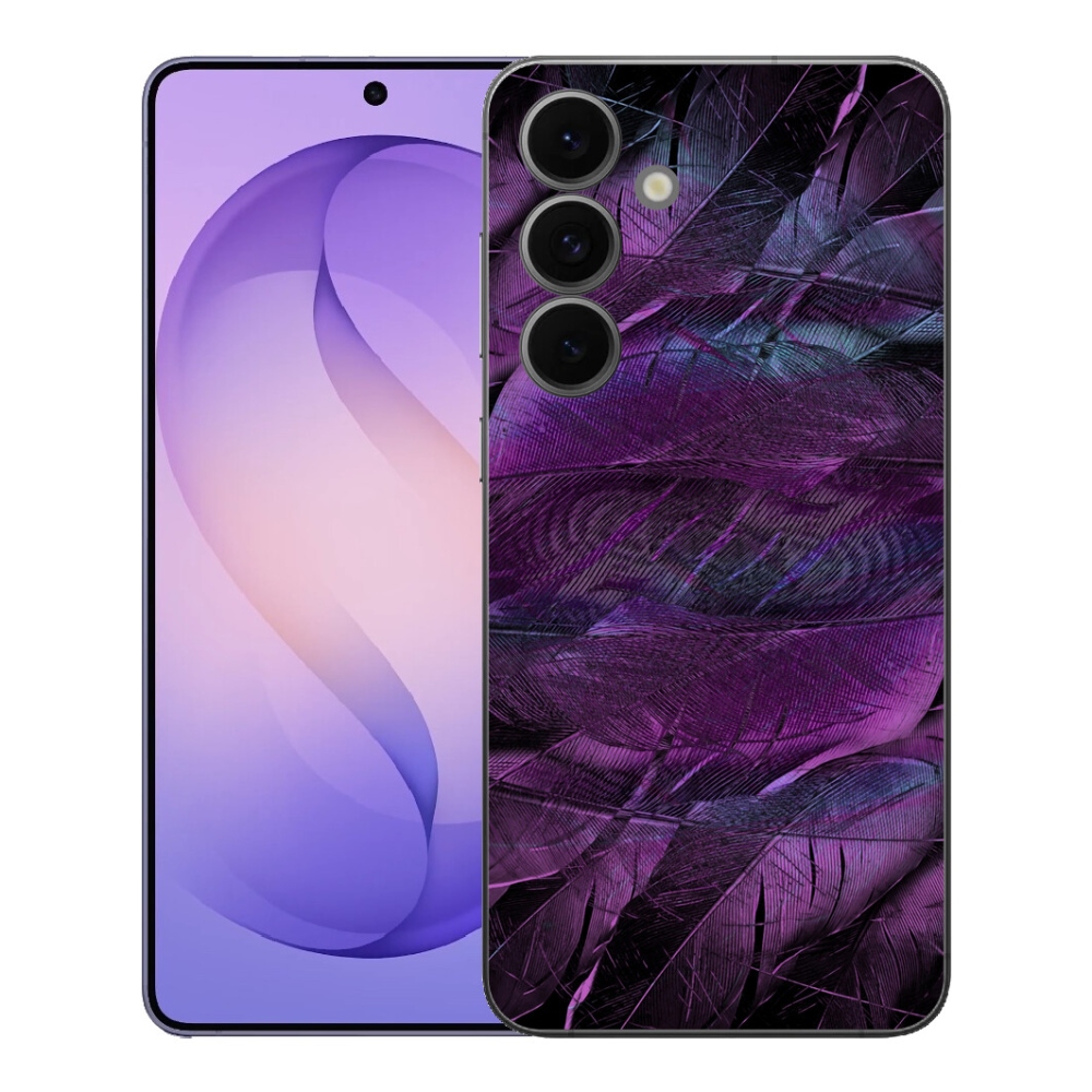 Gelový kryt mmCase na Samsung Galaxy S26 FE - fialová pírka