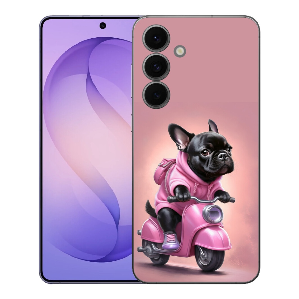 Gelový kryt mmCase na Samsung Galaxy S26 FE - francouzský buldoček na skútru