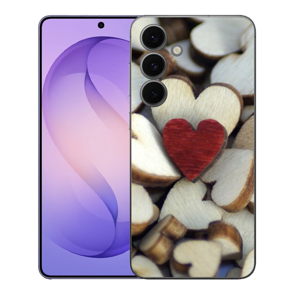 Gelový kryt mmCase na Samsung Galaxy S26 FE - gravírované červené srdce 