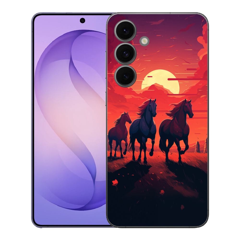 Gelový kryt mmCase na Samsung Galaxy S26 FE - koně a západ slunce