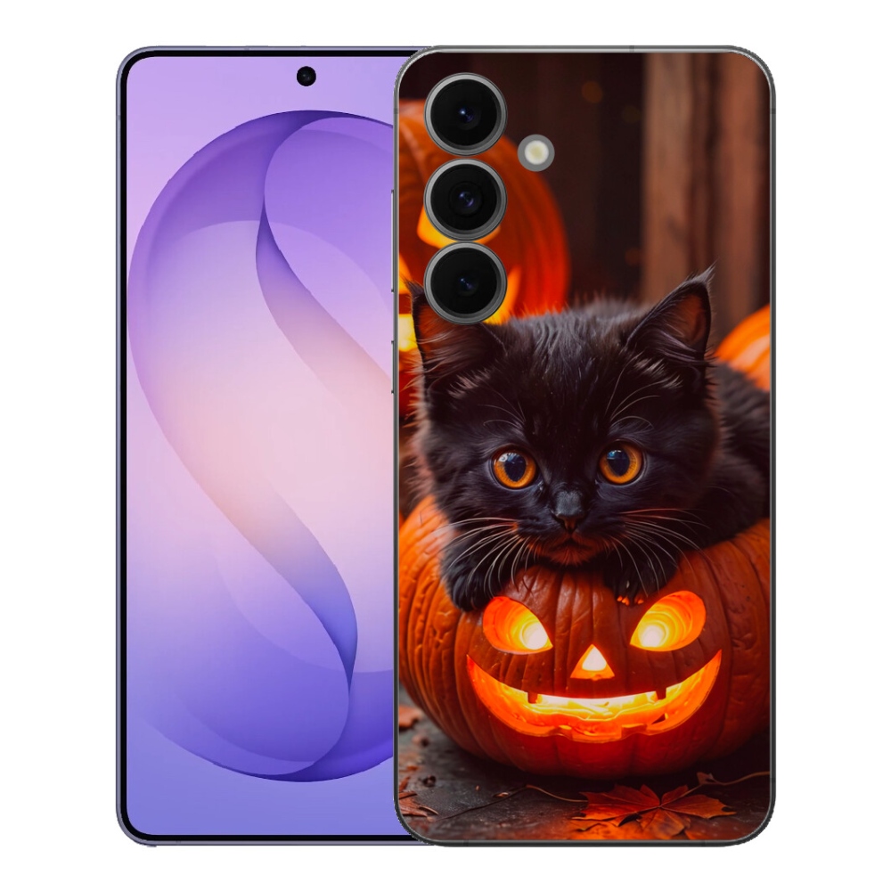 Gelový kryt mmCase na Samsung Galaxy S26 FE - kotě a dýně