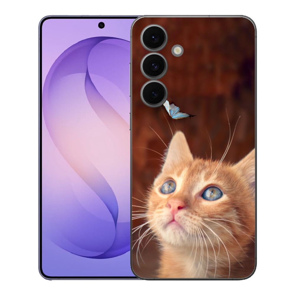 Gelový kryt mmCase na Samsung Galaxy S26 FE - motýl a kotě