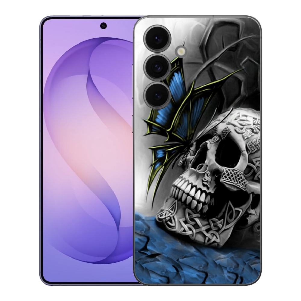 Gelový kryt mmCase na Samsung Galaxy S26 FE - motýl a lebka