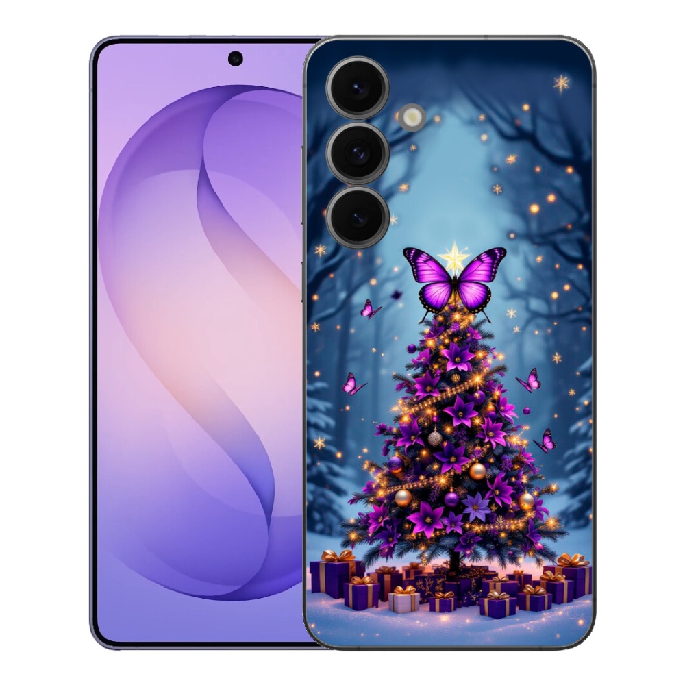Gelový kryt mmCase na Samsung Galaxy S26 FE - motýlí vánoční stromek