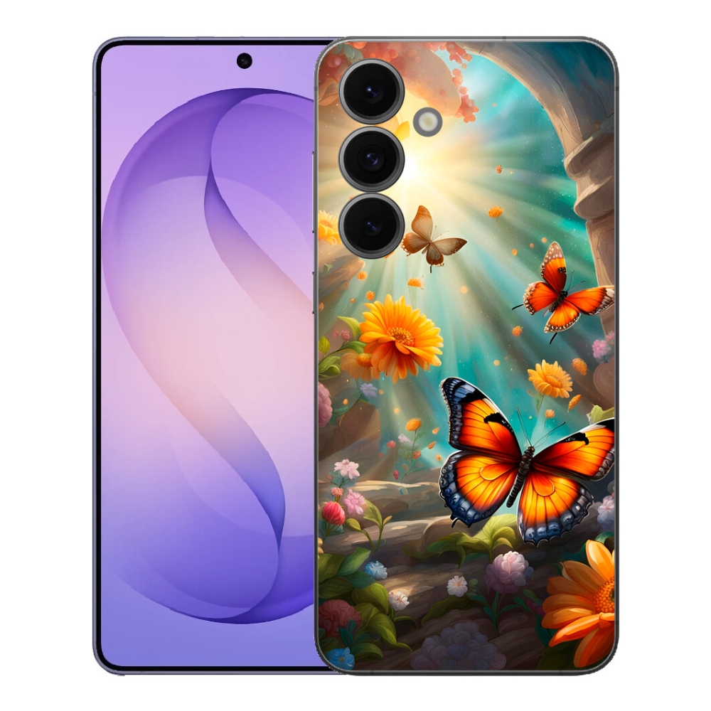 Gelový kryt mmCase na Samsung Galaxy S26 FE - motýlí zahrada 2