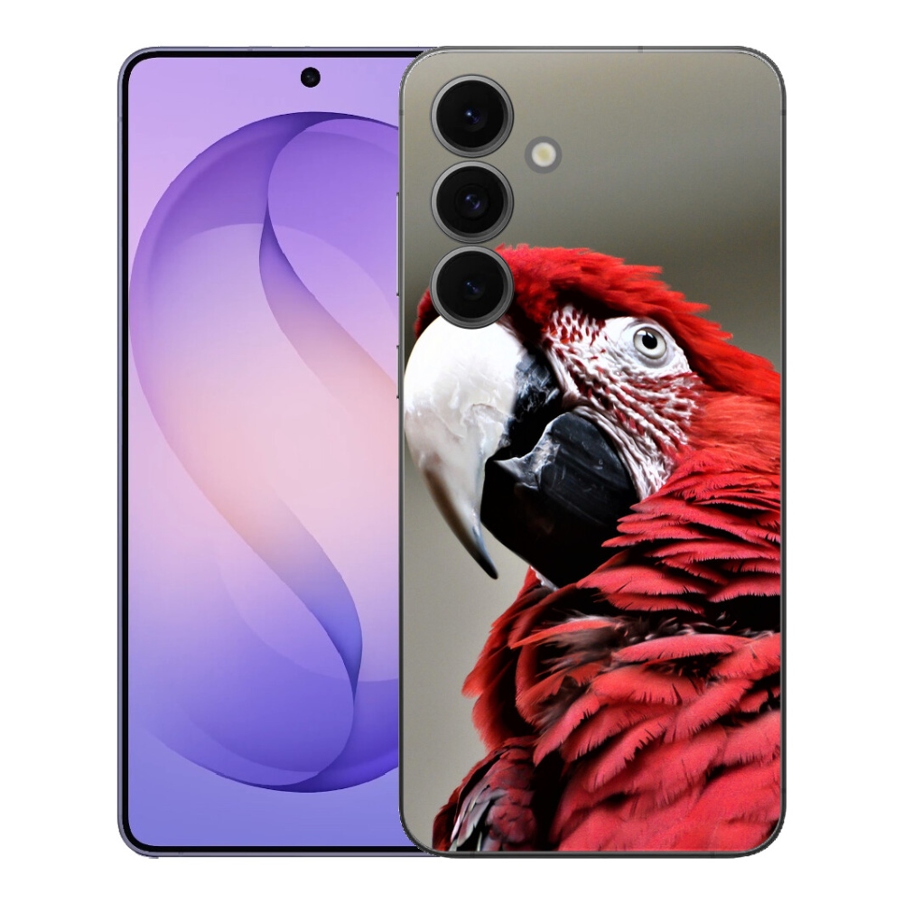 Gelový kryt mmCase na Samsung Galaxy S26 FE - papoušek ara červený