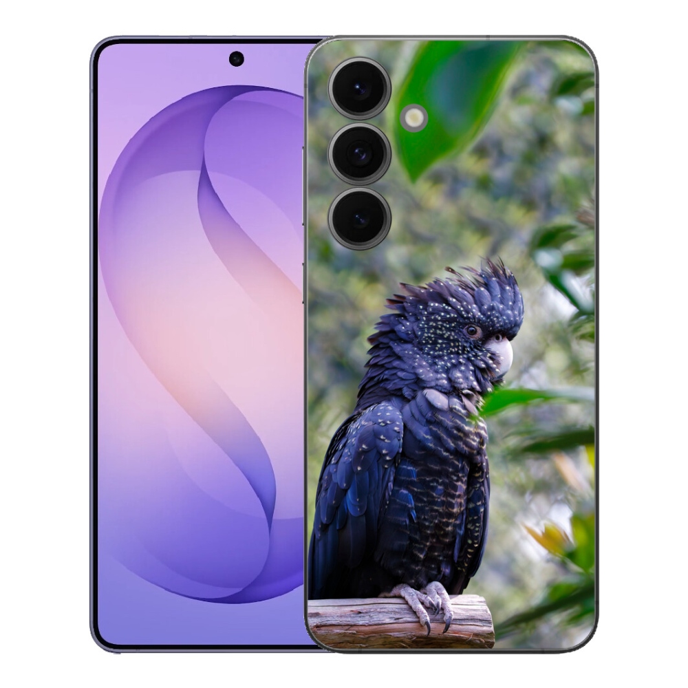 Gelový kryt mmCase na Samsung Galaxy S26 FE - papoušek kakadu černý