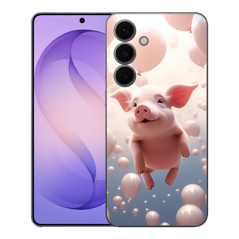 Gelový kryt mmCase na Samsung Galaxy S26 FE - prasátko s balónky