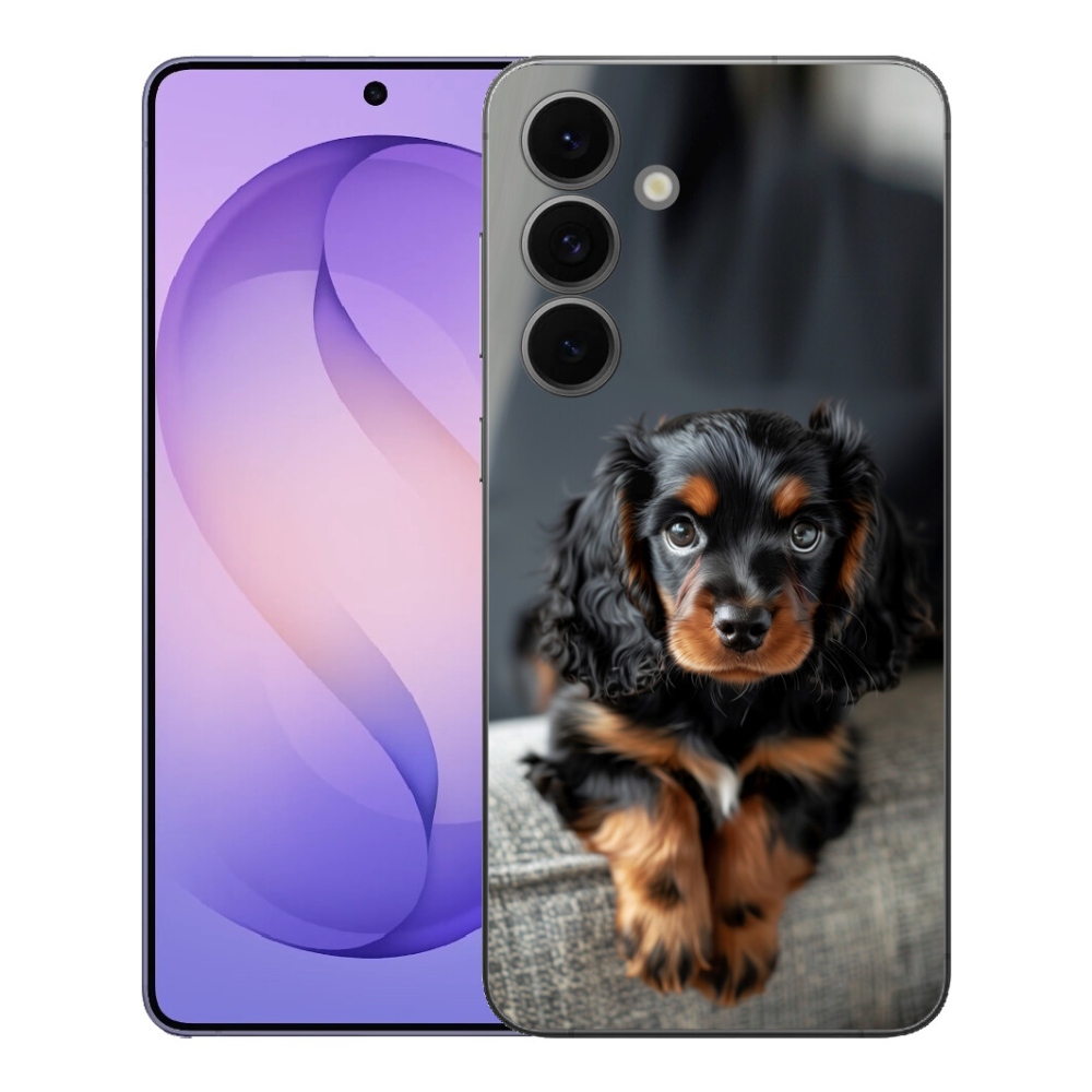Gelový kryt mmCase na Samsung Galaxy S26 FE - roztomilý dlouhosrstý jezevčík