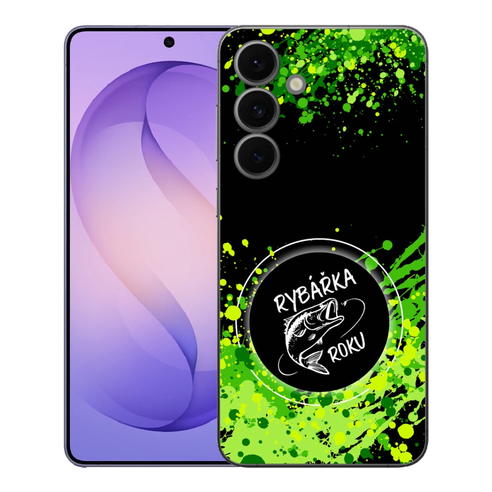 Gelový kryt mmCase na Samsung Galaxy S26 FE - rybářka roku černé pozadí