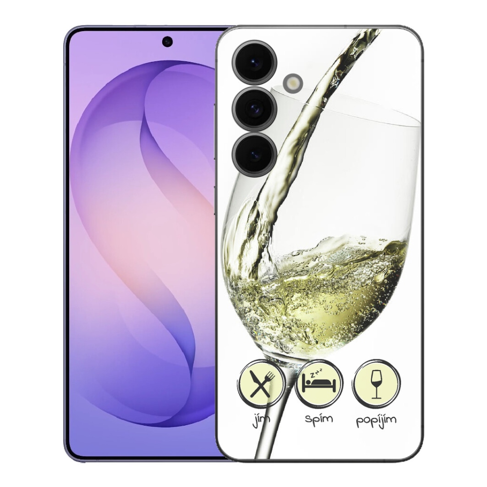 Gelový kryt mmCase na Samsung Galaxy S26 FE - sklenička vína bílé