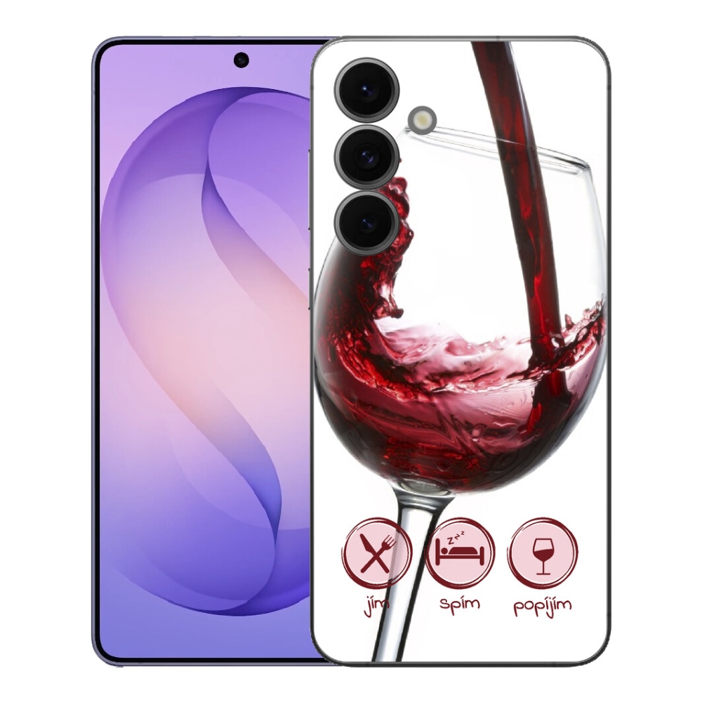 Gelový kryt mmCase na Samsung Galaxy S26 FE - sklenička vína červené