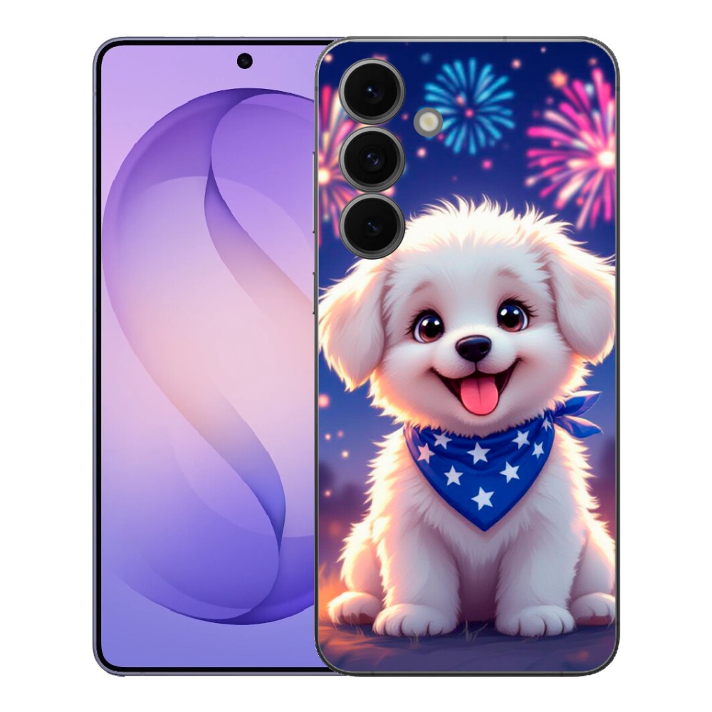 Gelový kryt mmCase na Samsung Galaxy S26 FE - slavnostní štěně