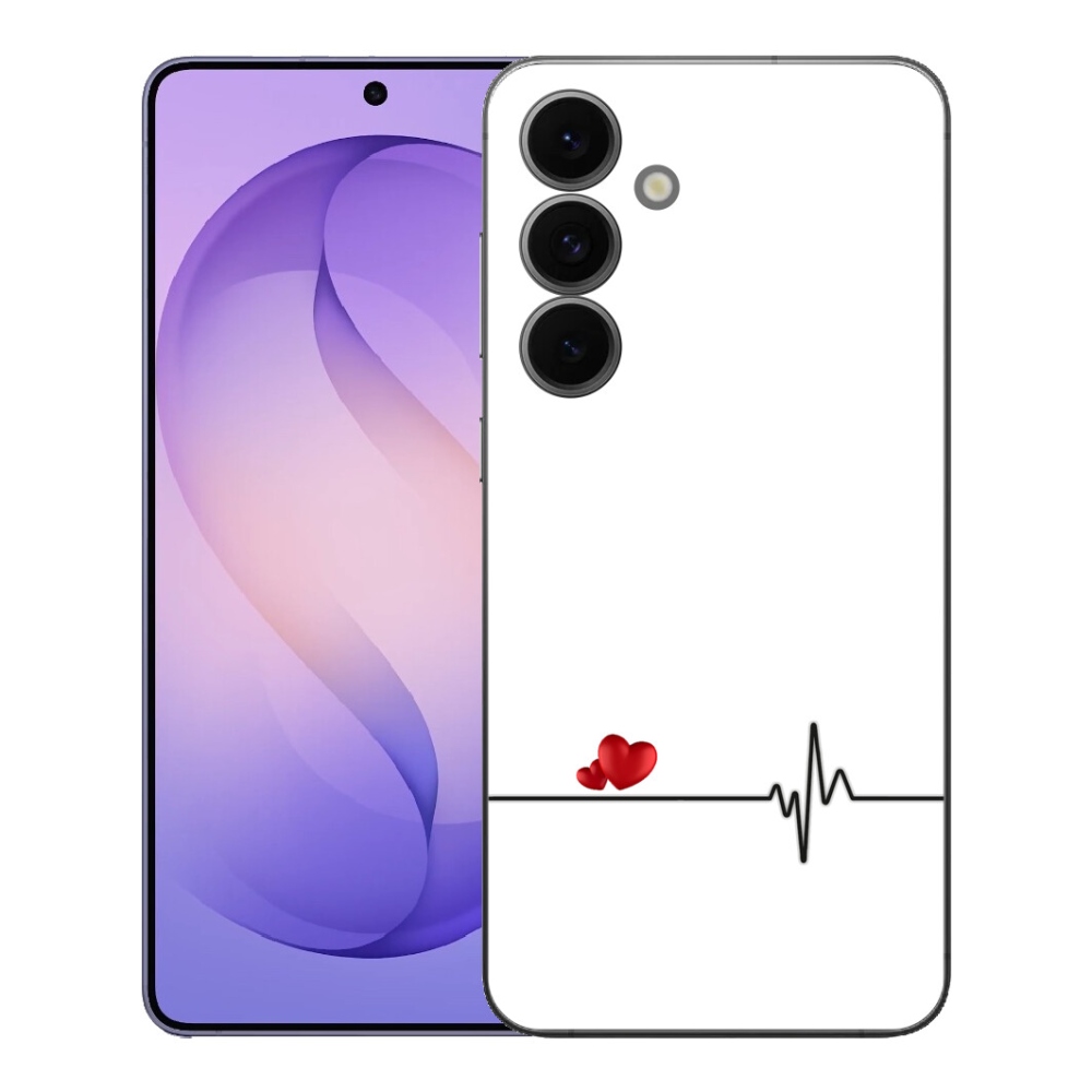 Gelový kryt mmCase na Samsung Galaxy S26 FE - srdce a tep bílé pozadí