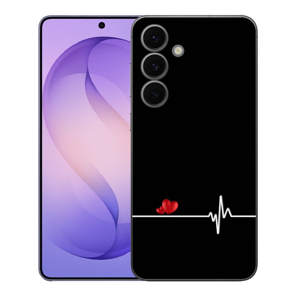 Gelový kryt mmCase na Samsung Galaxy S26 FE - srdce a tep černé pozadí